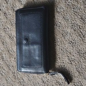 Marc Jacobs black leather wallet purse pebble gold zipper card holder New York
